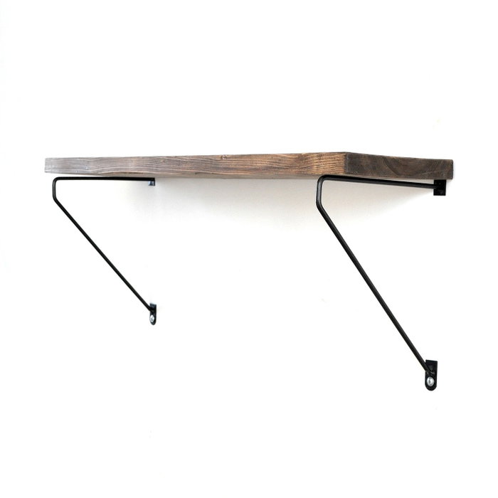 Hanah Home Wr038 Estante de Pared de Madera y Metal Nogal y Negro